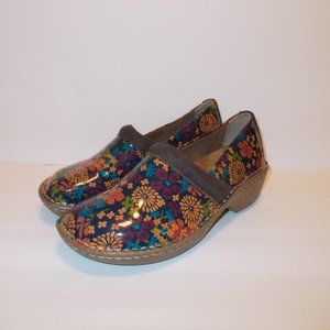 Lila Women's Floral Print Sure Grip Nursing Work Clogs Shoes Size 5